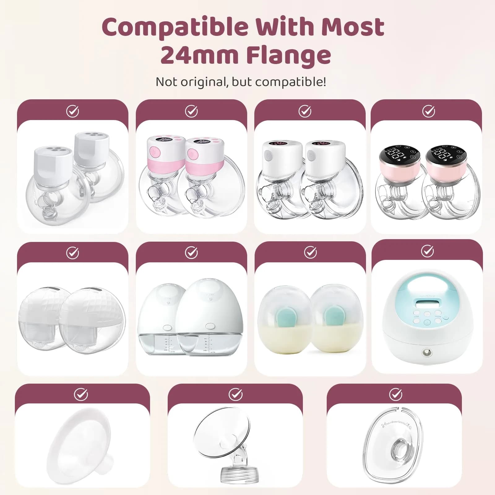 Nursi Luna Flange Sizing Kit for 24mm Breast Pumps, 10PCS | IBCLC-Developed for Precise Fit - view 5