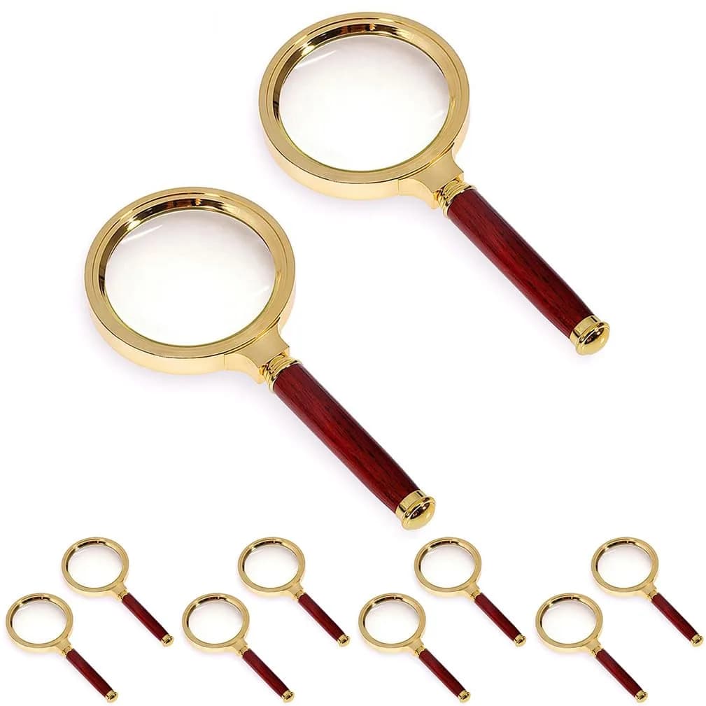 COCOMK Handheld Magnifying Glass 6X Magnification, Red 6x (10 Pcs) | Pack of 10 for Reading & Crafting — Red 6x