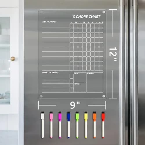 Neatsure Acrylic Magnetic Chore Chart 12"x9" | Clear Dry Erase Board for Fridge thumbnail 4