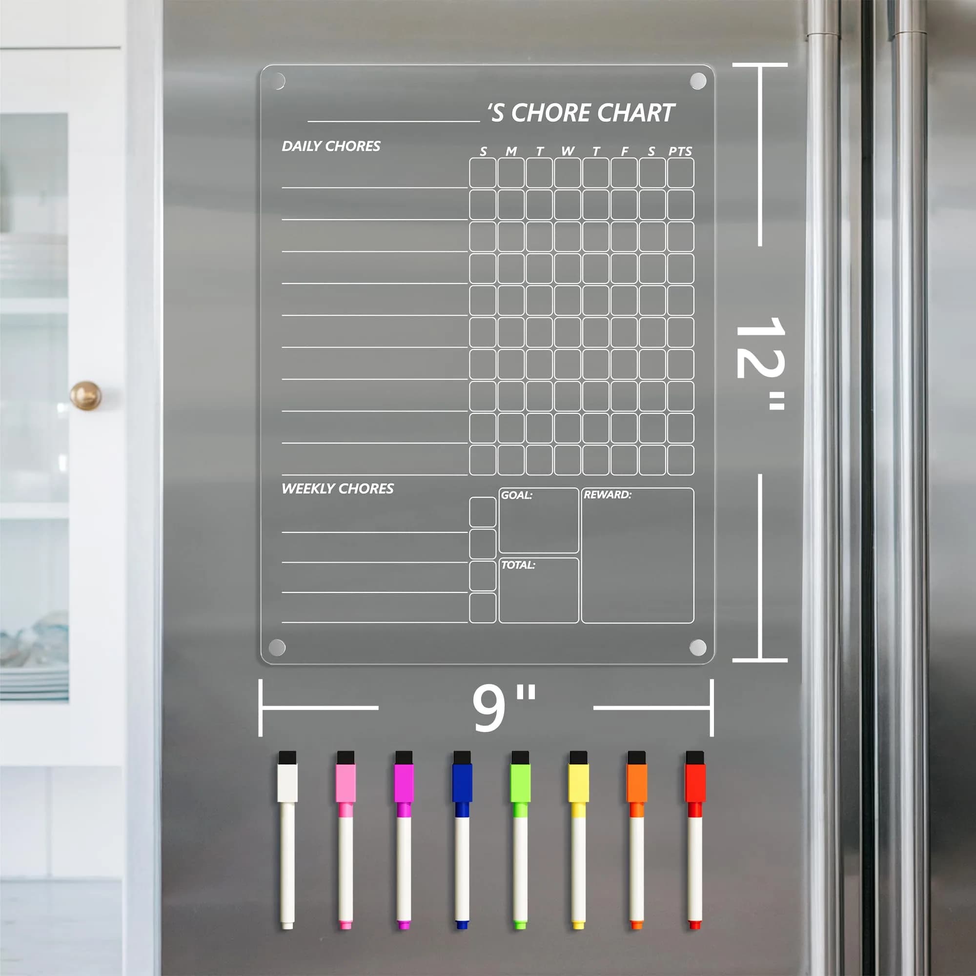 Neatsure Acrylic Magnetic Chore Chart for Fridge, 12"x9" | Clear Dry Erase Planning Board for Teens & Family - view 4