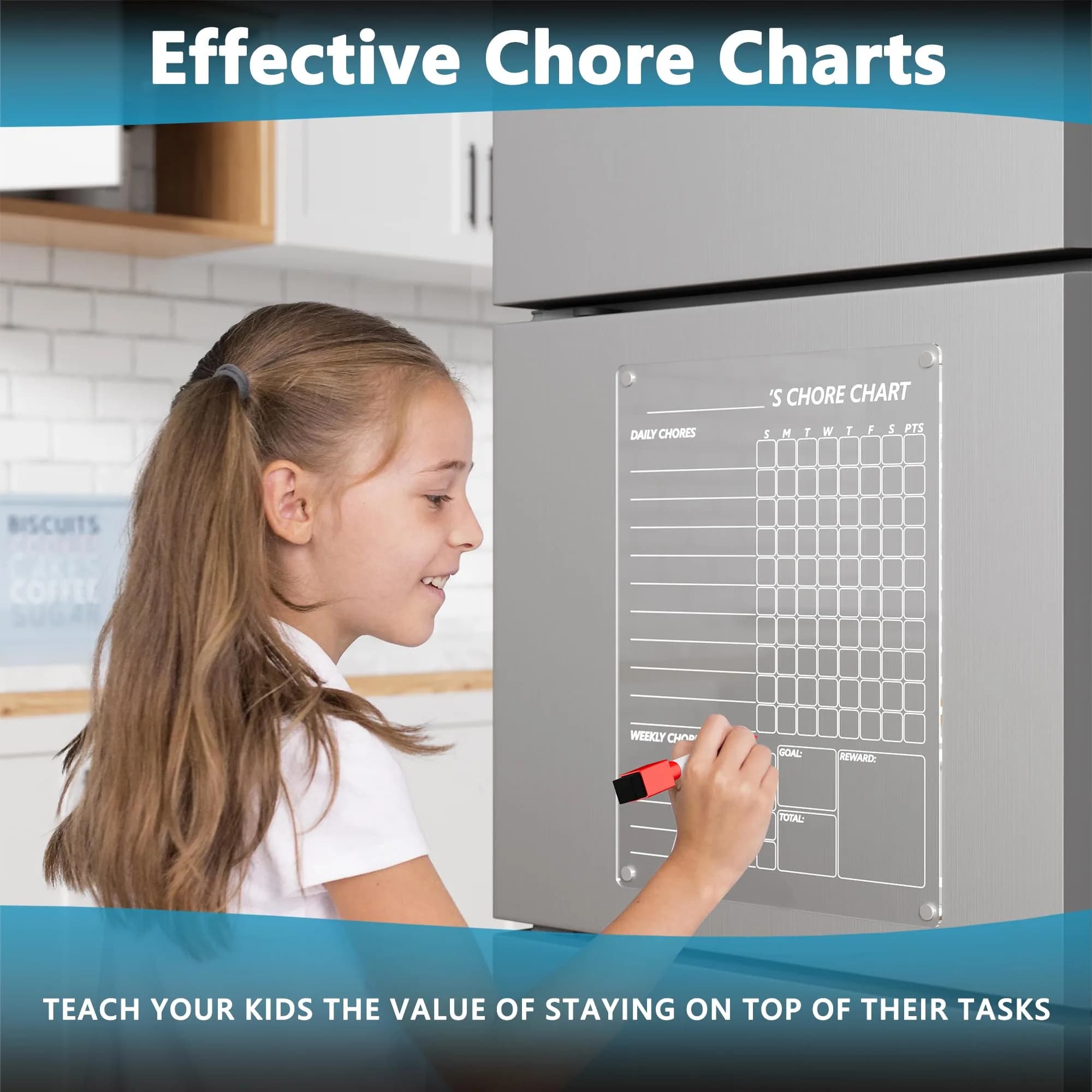 Neatsure Acrylic Magnetic Chore Chart for Fridge, 12"x9" | Clear Dry Erase Planning Board for Teens & Family - view 5
