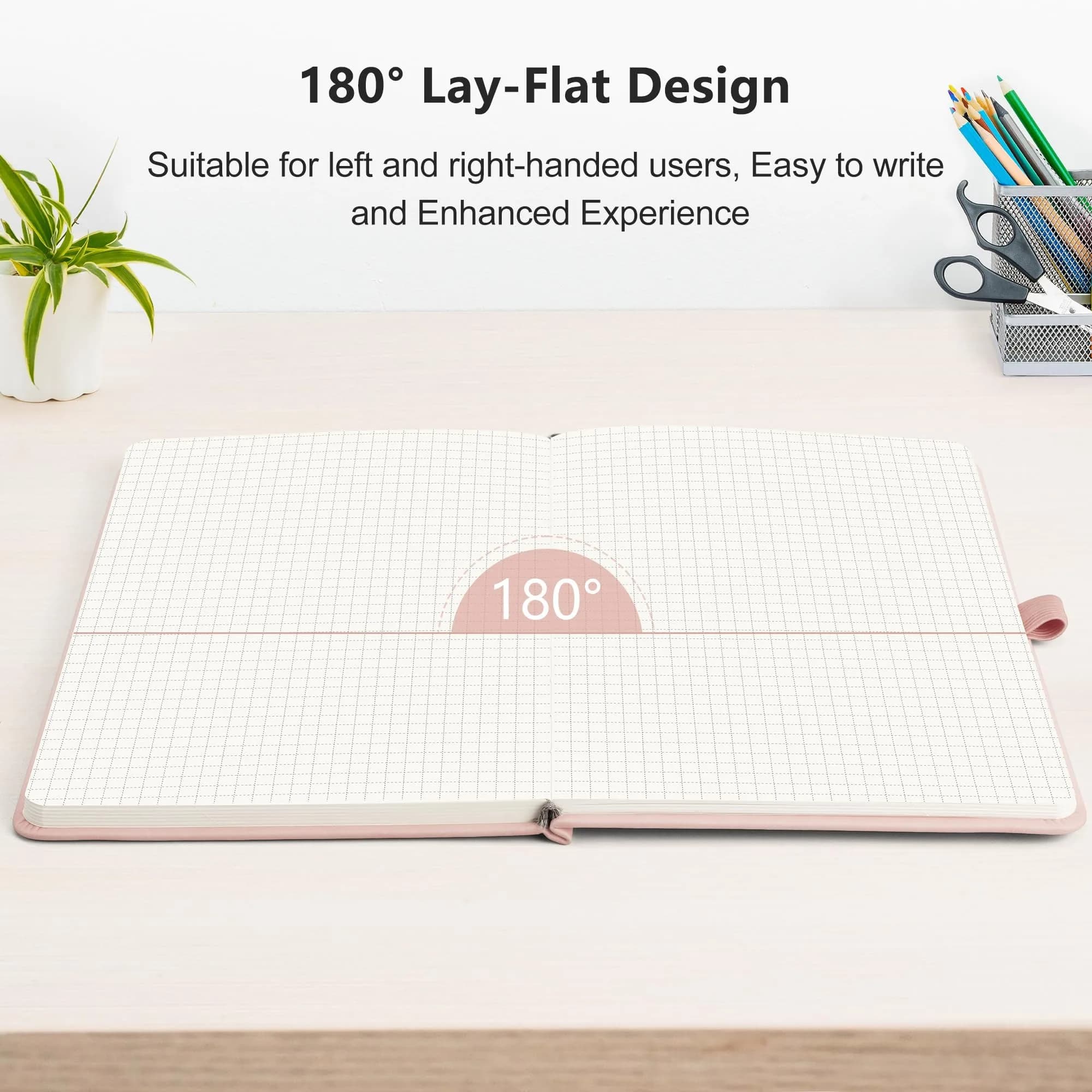 RETTACY Graph Grid Paper Notebook, A5 Size (5.7'' x 8.3'') 192 Pages, 5 Squares/Inch, Rose Gold Leather Hardcover, 100 GSM Thick Paper thumbnail 6