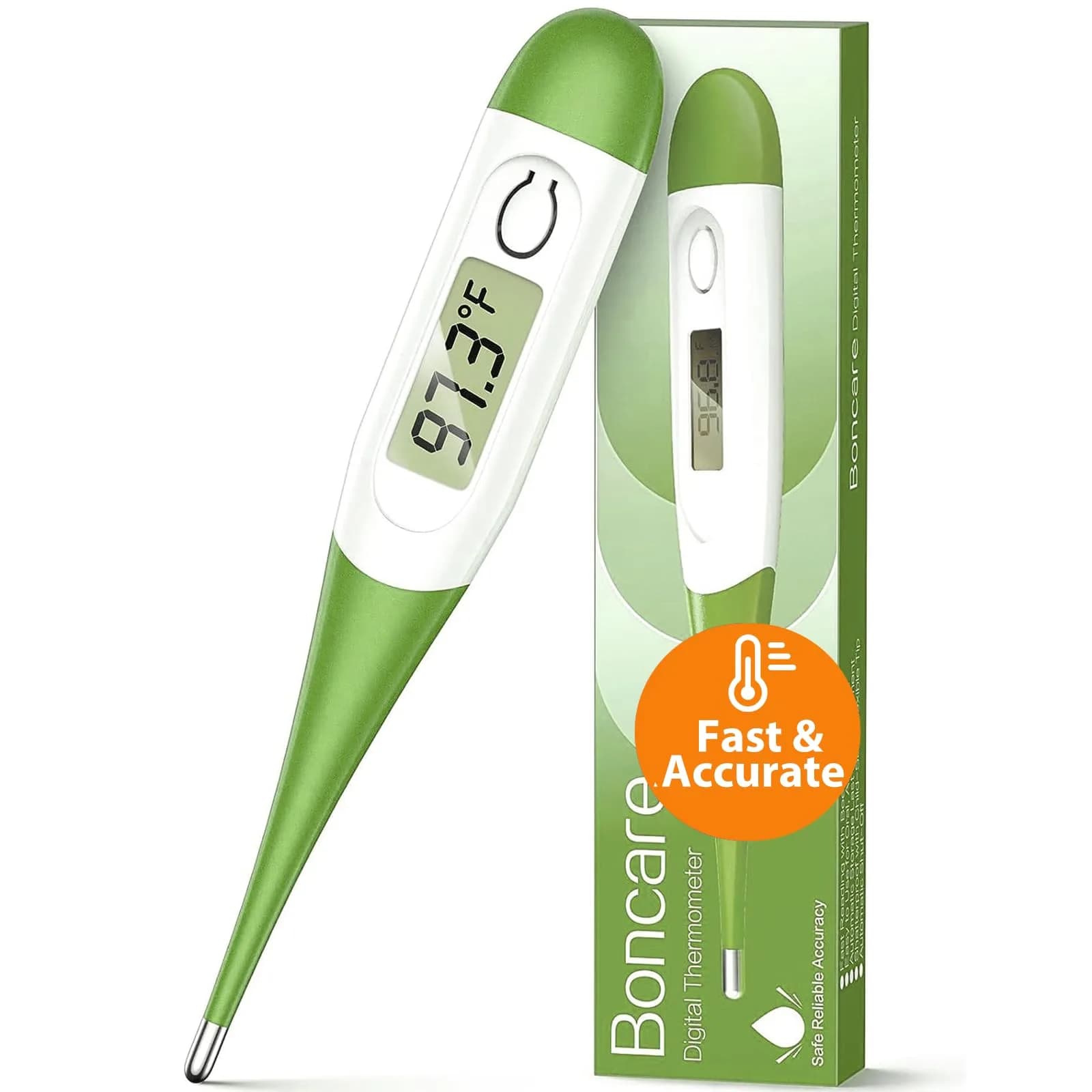 Boncare Digital Oral Thermometer Green | Fast 10-Second Reading for Adults, Kids, and Pets