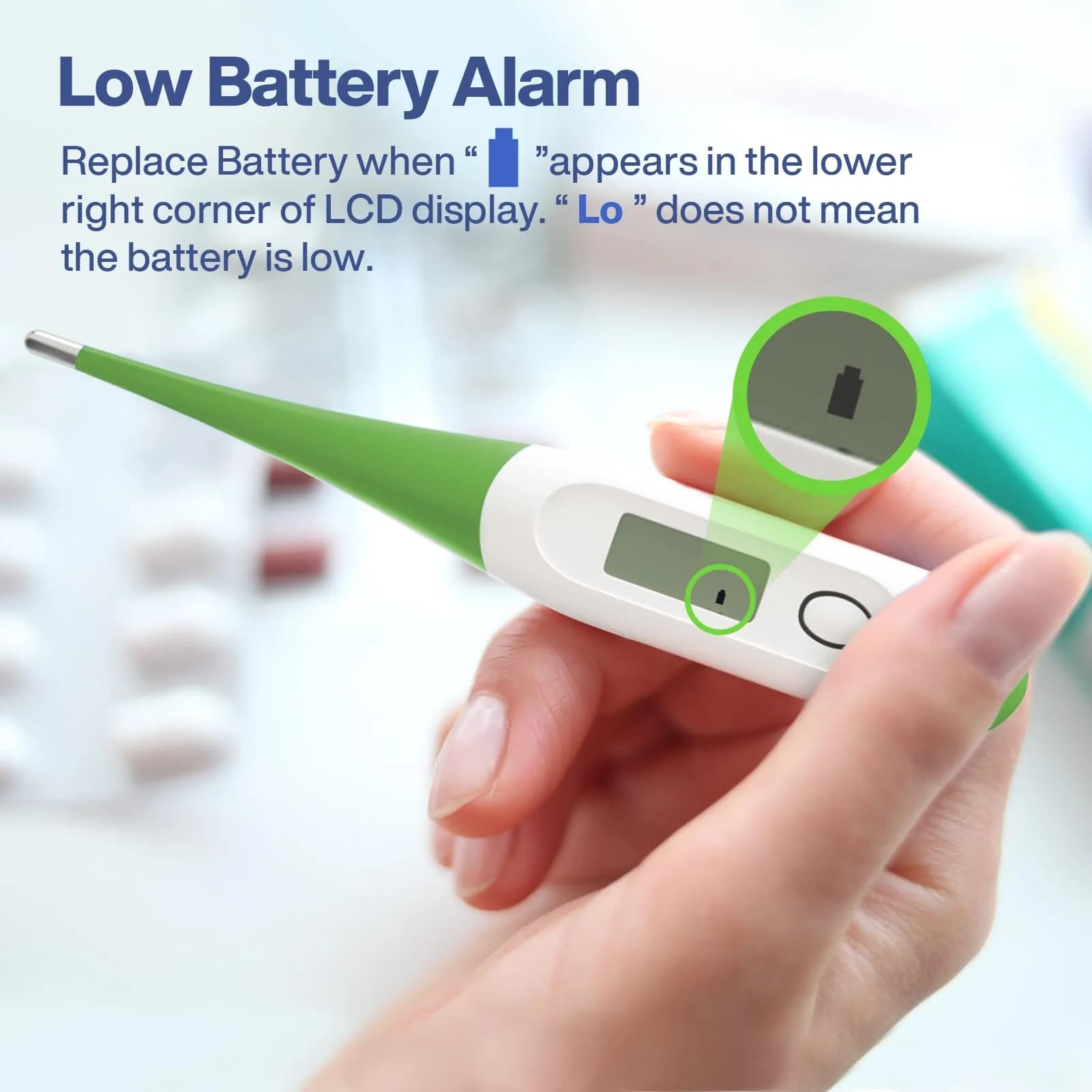 Boncare Digital Oral Thermometer Green | Fast 10-Second Reading for Adults, Kids, and Pets - view 7