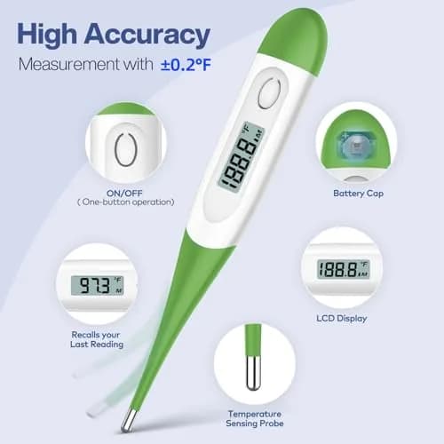 Boncare Digital Oral Thermometer Green | Fast 10-Second Reading for Adults, Kids, and Pets thumbnail 3