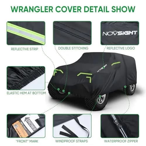 NOVSIGHT Jeep Wrangler Cover 2 Door Waterproof | Heavy-Duty All Weather Protection thumbnail 5