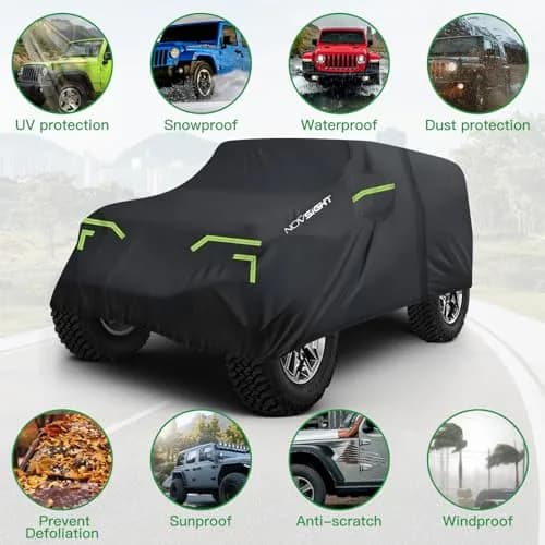 NOVSIGHT Jeep Wrangler Cover 2 Door Waterproof | Heavy-Duty All Weather Protection thumbnail 6