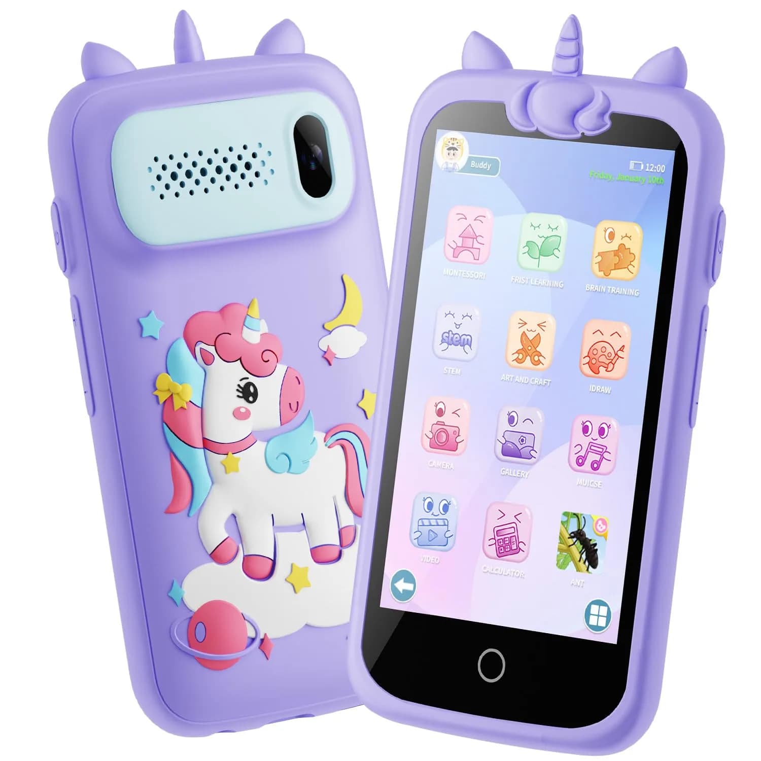 E teacher Kids Toys Phone Purple 3.97" Touchscreen | Educational Games & Camera