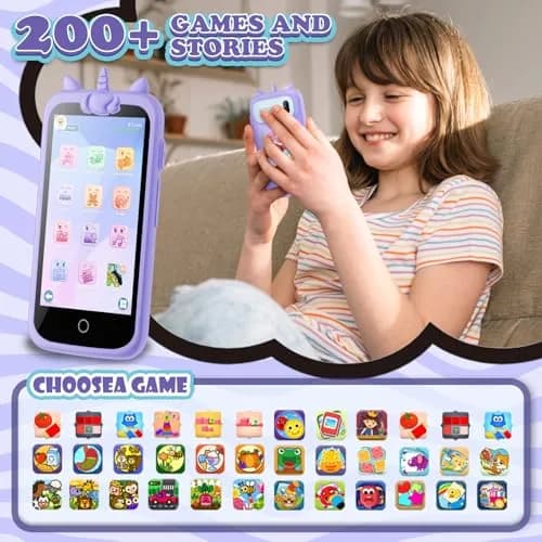 E teacher Kids Toys Phone Purple 3.97" Touchscreen | Educational Games & Camera thumbnail 2