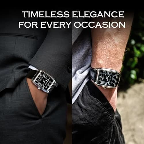 Miykon Men Vintage Tank Dress Watch 38mm | Genuine Leather, Water Resistant thumbnail 8