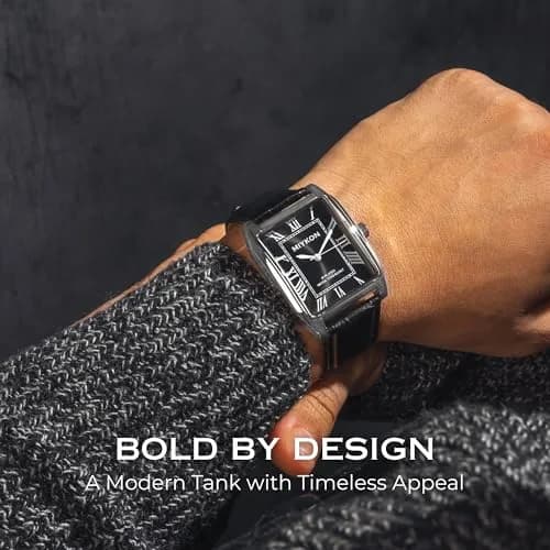 Miykon Men Vintage Tank Dress Watch 38mm | Genuine Leather, Water Resistant thumbnail 3