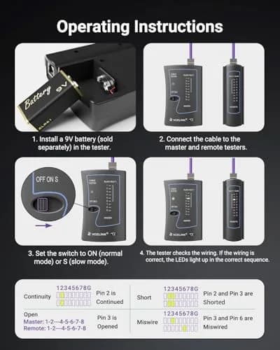 VCELINK RJ45 Crimp Tool Kit with LAN Tester & 50 Connectors | All-in-One Network Solution for Cat6, Cat5e, RJ11 thumbnail 8
