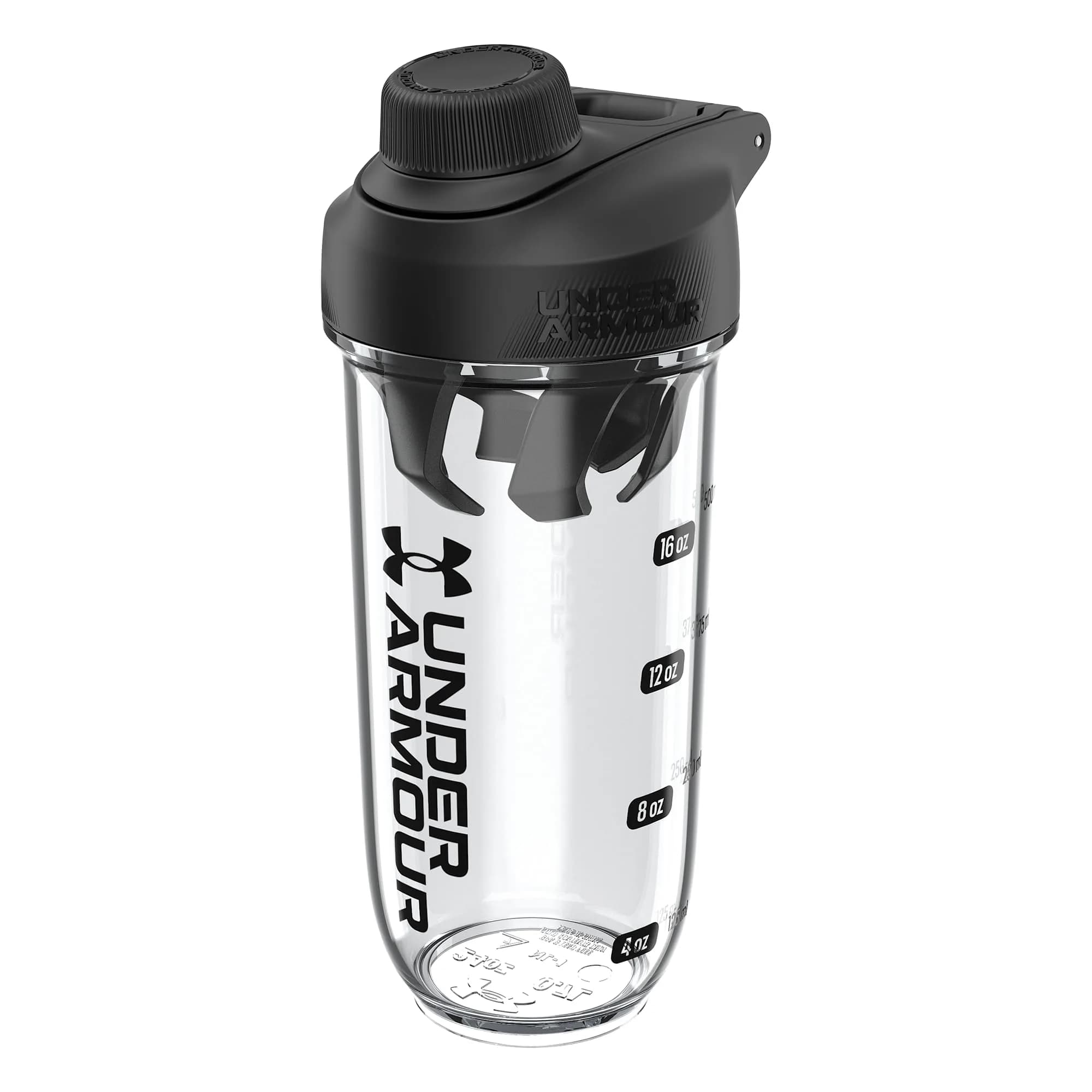Under Armour 24oz Clarity Shaker Bottle Clear/Black | Leak-Resistant, Recycled Material, Easy to Clean — Clear/Black