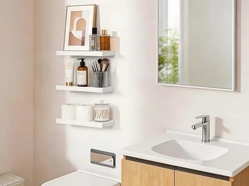 BAYKA White Floating Shelves 15.7in (39.6cm) x 6.7in (17cm) x 1.1in (2.8cm), Set of 3, Wall Mounted for Wall Decor | Modern Minimalist Style thumbnail 6