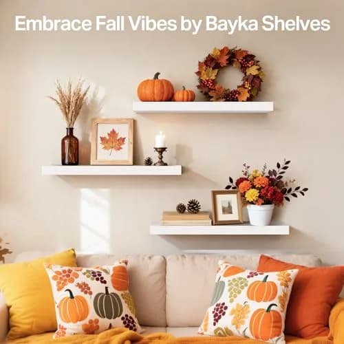 BAYKA White Floating Shelves 15.7in (39.6cm) x 6.7in (17cm) x 1.1in (2.8cm), Set of 3, Wall Mounted for Wall Decor | Modern Minimalist Style thumbnail 2