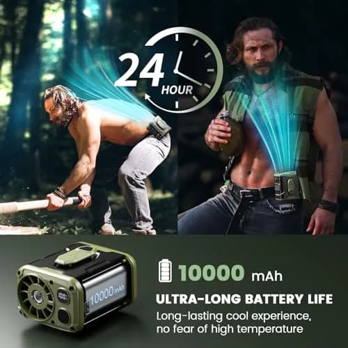coldSky Upgraded Waist Fan 5 Speeds Clip On Fan, 24 Hrs Cooling, Green | 10000mAh Battery thumbnail 3