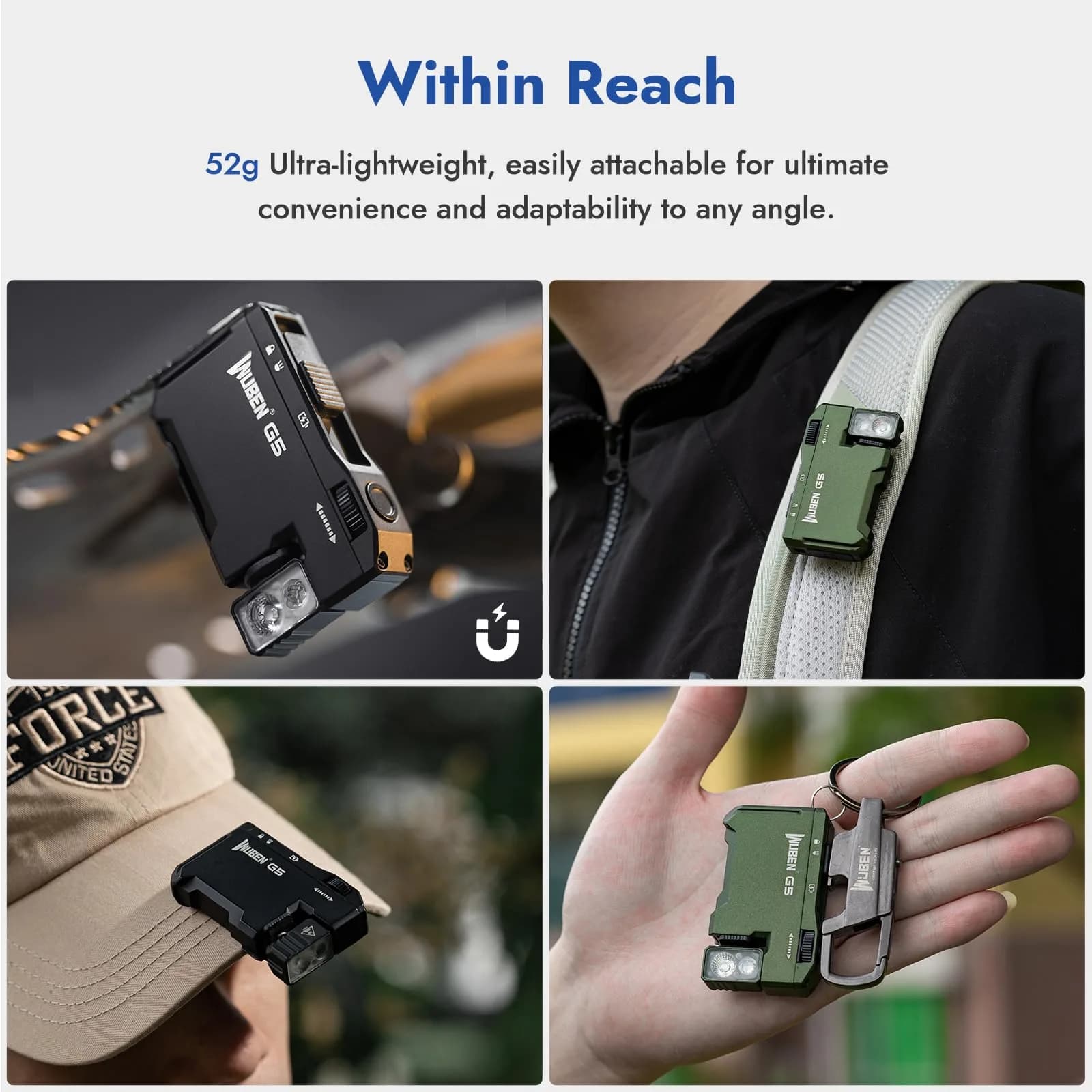 WUBEN G5 Rechargeable EDC Flashlight, Mini Flat Bright Small Flashlight 400 Lumens (52.3g) | Dual Light Source LED Torch - view 9