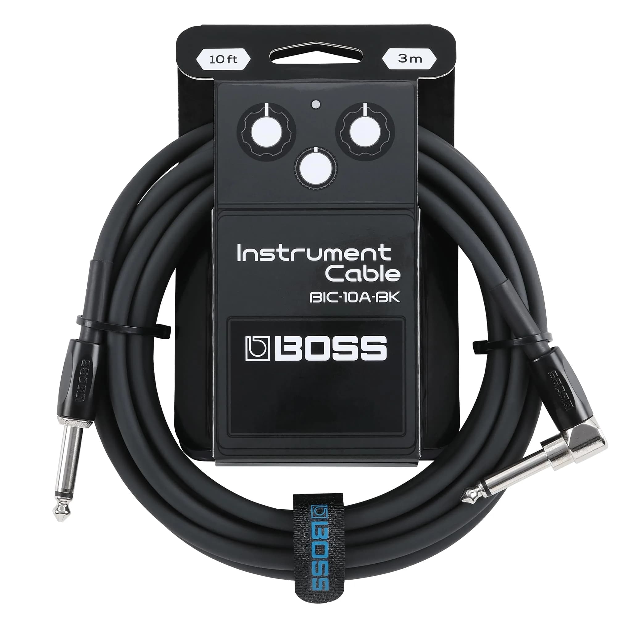 BOSS BIC-10A Series Instrument Cable 10ft/3m | Vibrant, Durable, Quiet Operation — BLACK