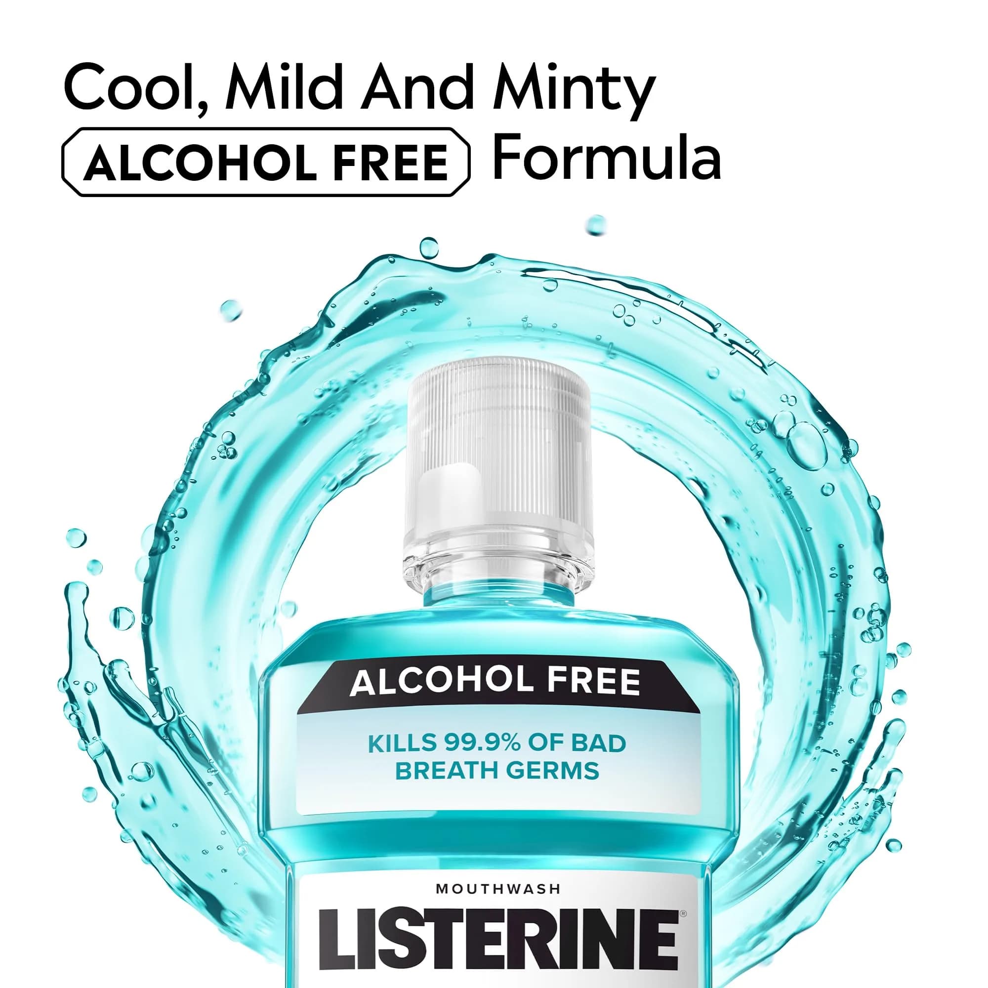 Listerine Zero Alcohol Mouthwash Fresh Breath & Clean Mouth (500ml / 16.9 fl oz) | Kills 99% of Germs That Cause Bad Breath - view 2