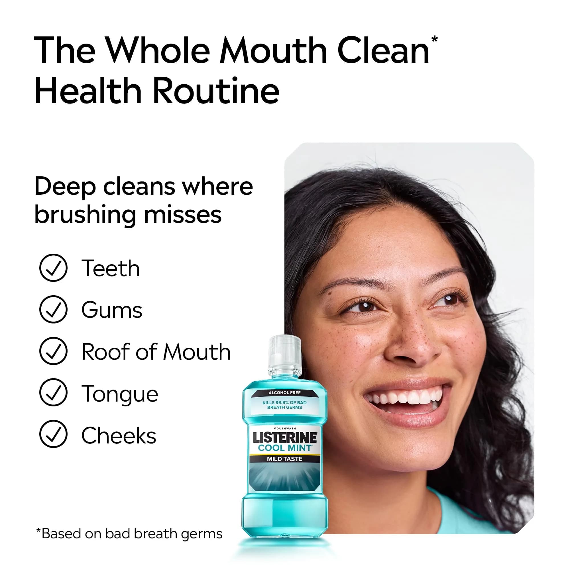 Listerine Zero Alcohol Mouthwash Fresh Breath & Clean Mouth (500ml / 16.9 fl oz) | Kills 99% of Germs That Cause Bad Breath - view 5