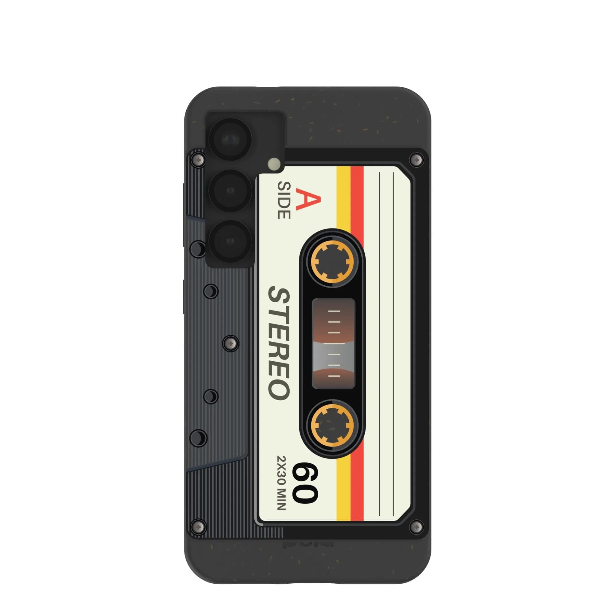Pela | Phone Case Compatible with Samsung Galaxy S25 | Limited Edition | Supports Wireless Charging | Eco Friendly | Black Cassette