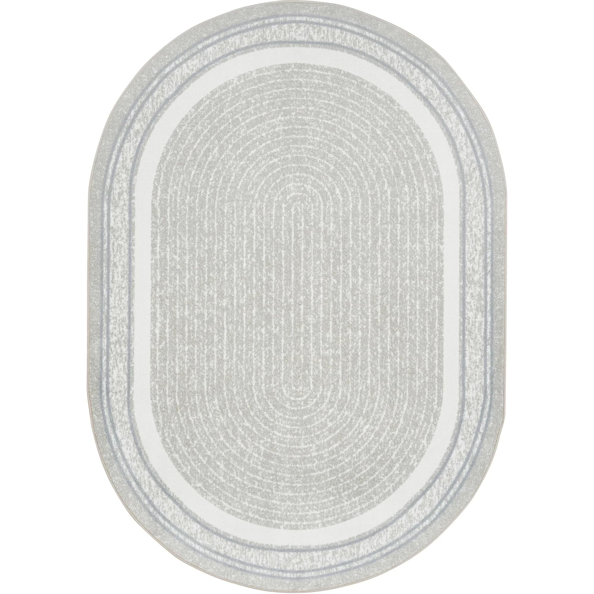 Joy Carpets Cozy Corner 5'4" x 7'8" Oval Area Rug in Color Linen | Child-Friendly, Durable, Soft Nylon