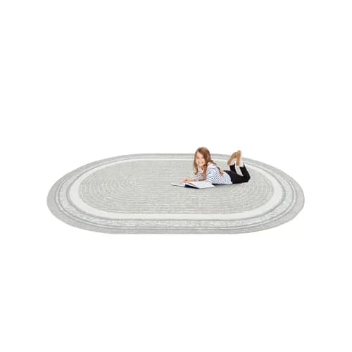 Joy Carpets Cozy Corner 5'4" x 7'8" Oval Area Rug in Color Linen | Child-Friendly, Durable, Soft Nylon thumbnail 3