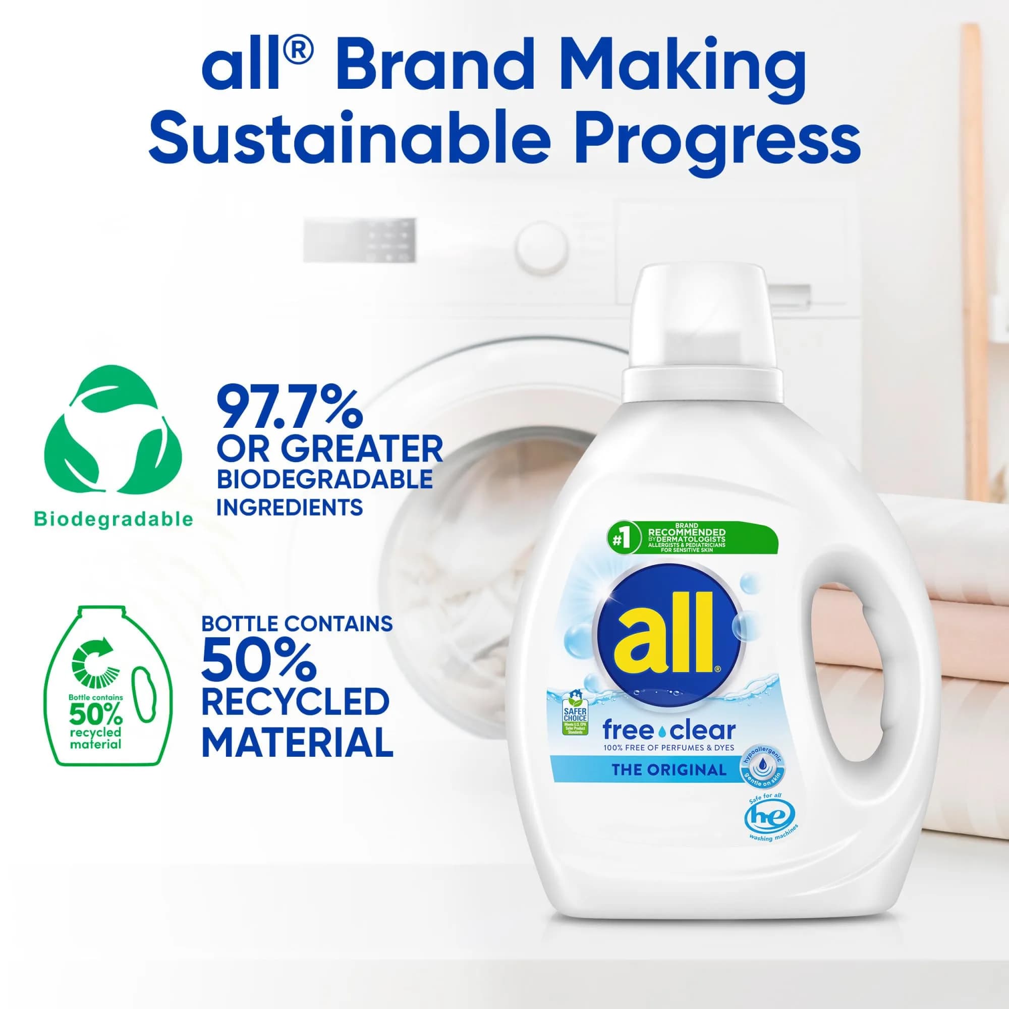 all Liquid Laundry Detergent for Sensitive Skin, 2159 ml (73 Fl Oz) | Dermatologist Recommended for Hypoallergenic Cleaning - view 4