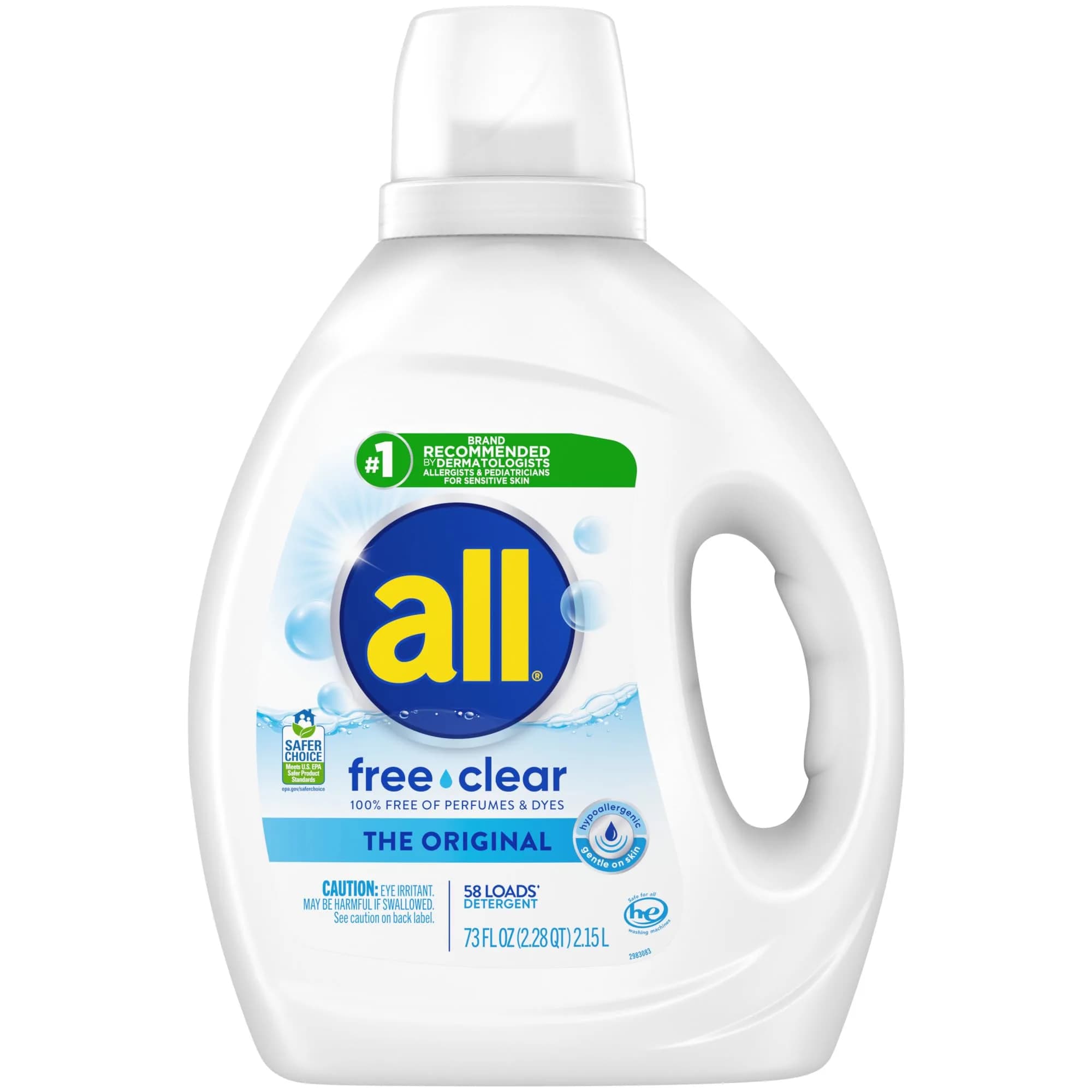 all Liquid Laundry Detergent for Sensitive Skin, 2159 ml (73 Fl Oz) | Dermatologist Recommended for Hypoallergenic Cleaning - main product image