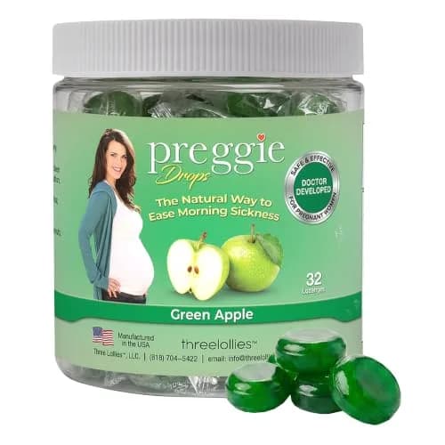 Three Lollies Preggie Pop Drops Pregnancy Candy, Green Apple, 32 Count | Pregnancy Nausea Relief with Vitamin B6 thumbnail 1