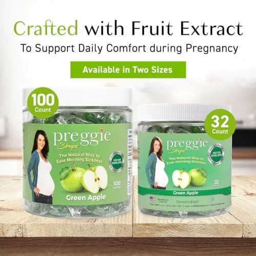 Three Lollies Preggie Pop Drops Pregnancy Candy, Green Apple, 32 Count | Pregnancy Nausea Relief with Vitamin B6 thumbnail 4