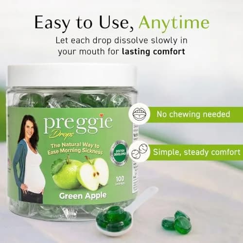 Three Lollies Preggie Pop Drops Pregnancy Candy, Green Apple, 32 Count | Pregnancy Nausea Relief with Vitamin B6 thumbnail 6