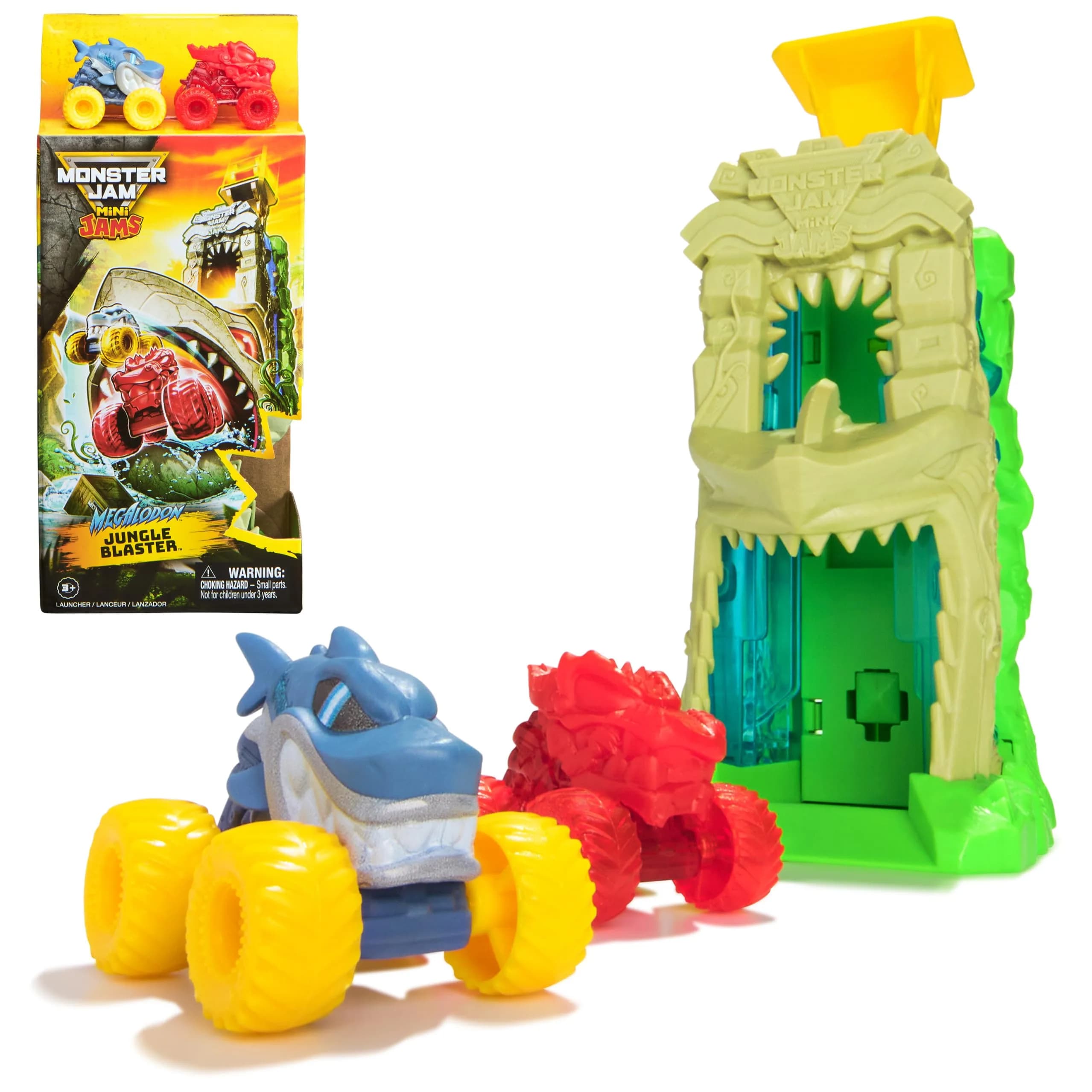 Monster Jam Mini Jams Megalodon Barnacle Blaster Playset | Dual Launch & Storage Toy for Kids — Mini Jams Launcher Playset