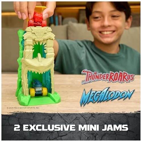 Monster Jam Mini Jams Megalodon Jungle Blaster Launcher Playset | Rapid Fire Toy Set for Kids thumbnail 3
