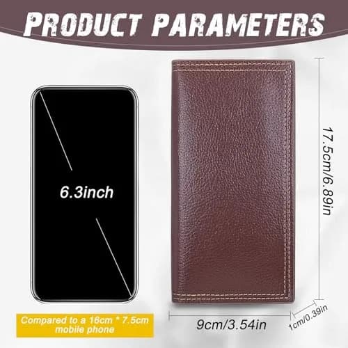AdiStylinno Long Wallet for Men, Minimalist Leather Bifold Slim Wallets, Fashion Clutch Purse Credit Card Holder Wallet (Coffee) thumbnail 2