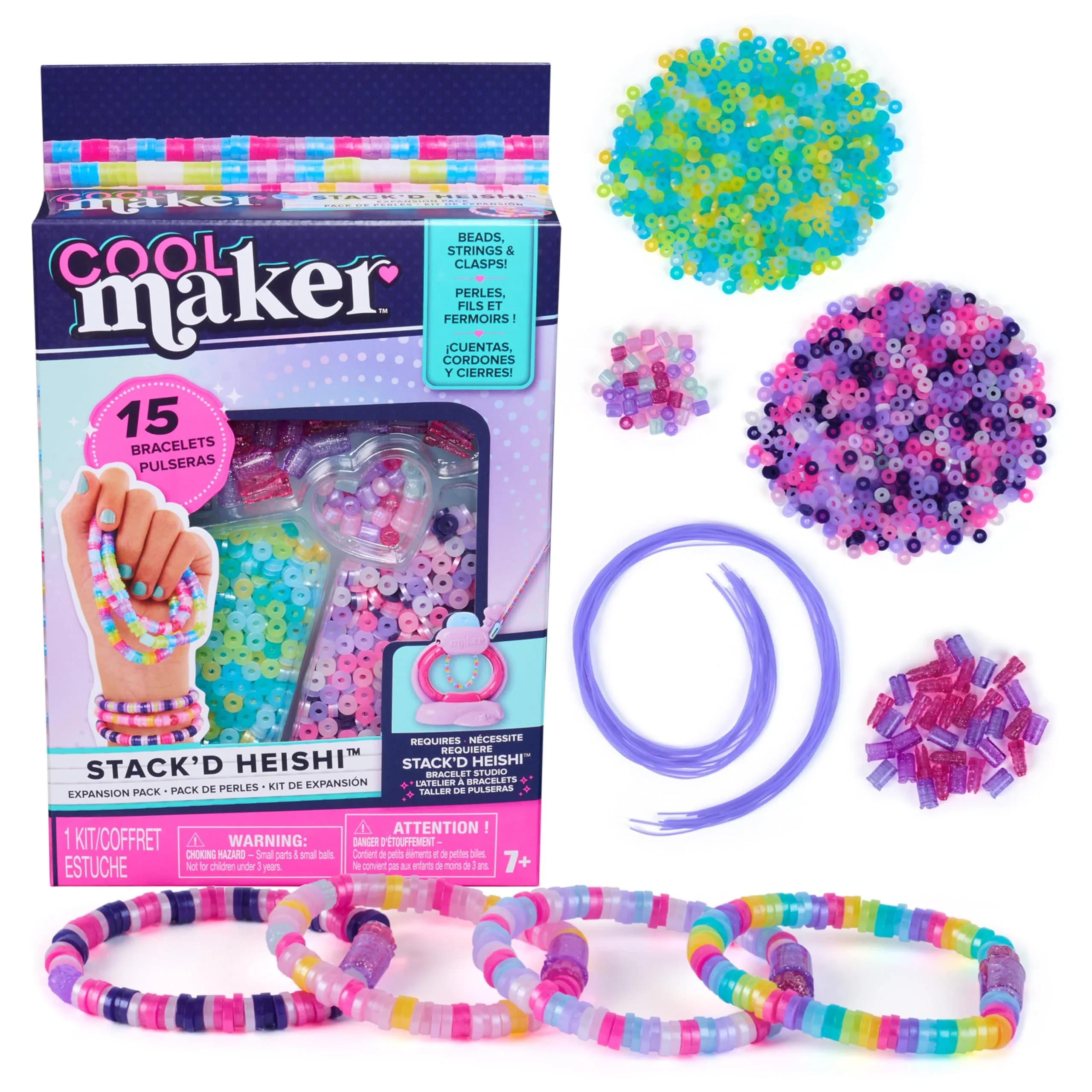 Cool Maker Stack’d Heishi Expansion Pack Bracelet Bead Kit 1340 Beads | Ages 7+ for DIY Crafters — Multicolor