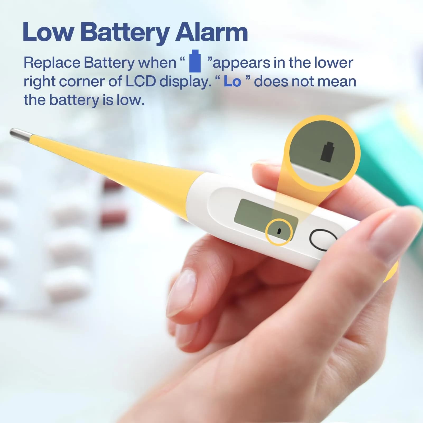Boncare Digital Thermometer for Adults, Kids & Babies, Yellow | 10-Second Reading, Waterproof Tip - view 7