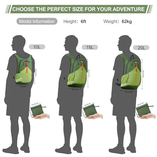 FIORETTO 15L Hiking Backpack 45cm (17.7") | Lightweight Foldable Daypack for Travel Camping Outdoor thumbnail 6