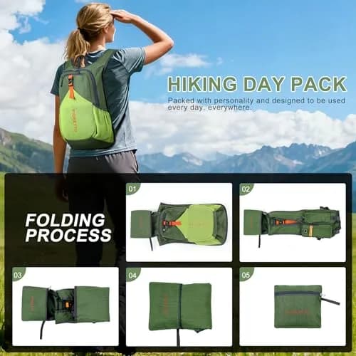 FIORETTO 15L Hiking Backpack 45cm (17.7") | Lightweight Foldable Daypack for Travel Camping Outdoor thumbnail 9
