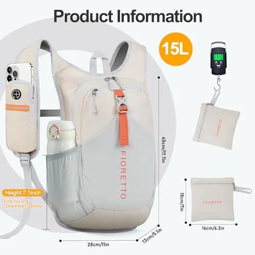 FIORETTO 15L Hiking Backpack | Lightweight Foldable Daypack for Travel & Outdoors thumbnail 5