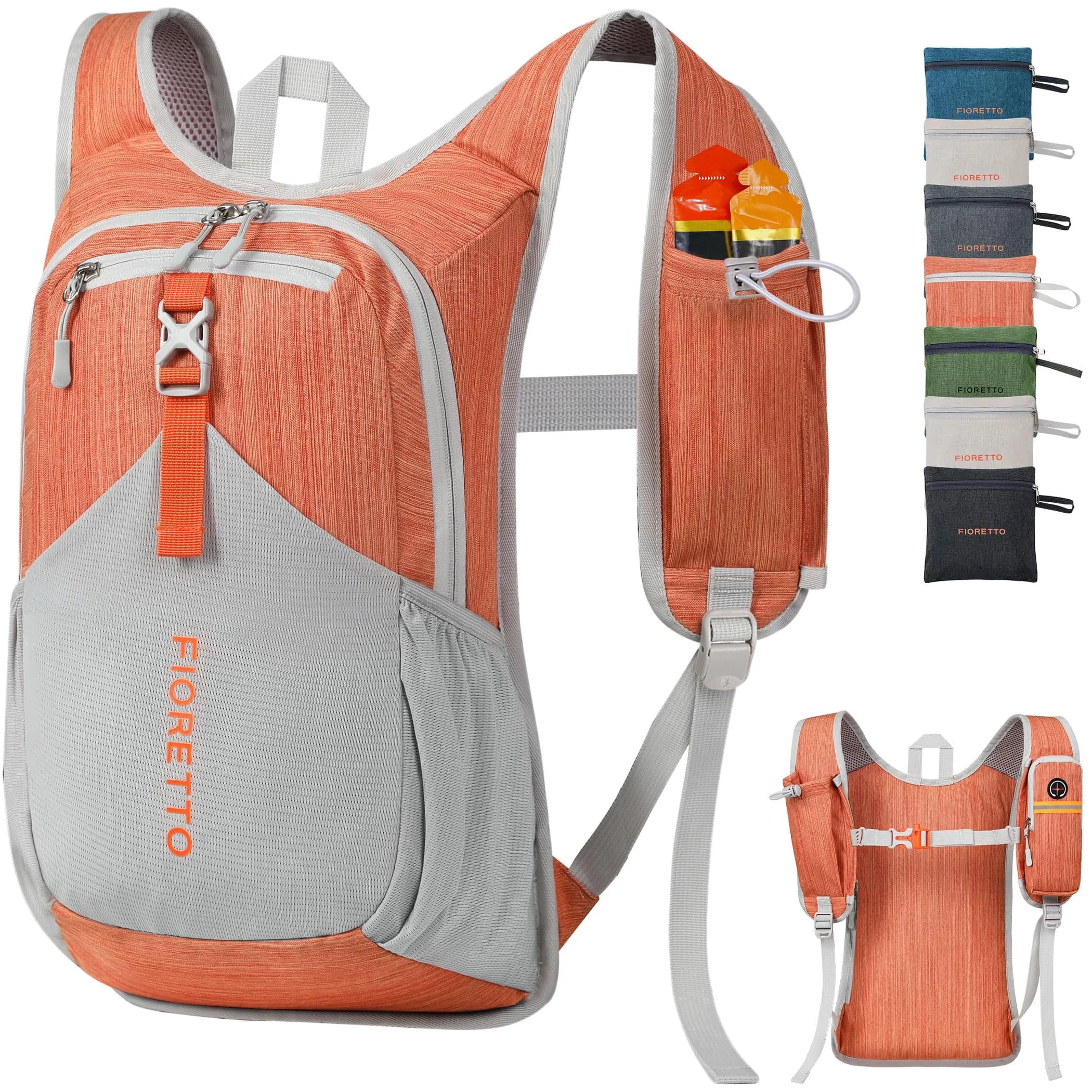FIORETTO 15L Hiking Backpack for Men Women Lightweight Foldable Small Daypack for Travel Camping Outdoor, Orange | Compact 15L, Water-Resistant