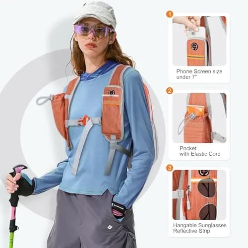 FIORETTO 15L Hiking Backpack for Men Women Lightweight Foldable Small Daypack for Travel Camping Outdoor, Orange | Compact 15L, Water-Resistant thumbnail 2