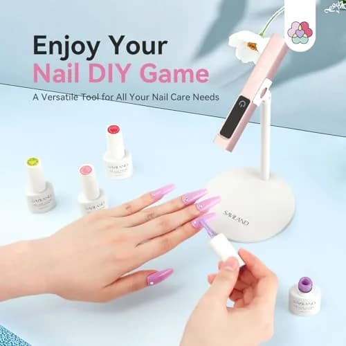SAVILAND Mini UV LED Nail Lamp Flash Cure Light with Magnetic Stand, Pink | 10s Flash Cure for Gel Polish thumbnail 7