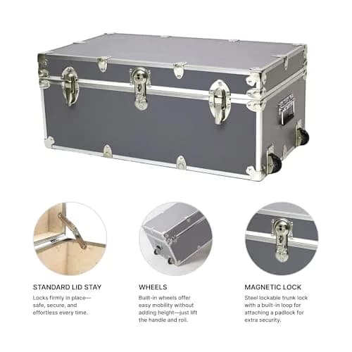 Rhino Trunk & Case Small Essential Storage Box 30"L x 17"W x 13"H | Heavy-Duty Camp & Dorm Trunk thumbnail 4