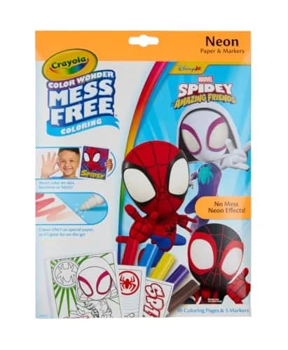Crayola Color Wonder Spidey and His Amazing Friends Neon Coloring Kit, 15 Pieces | Mess-Free Art Supplies for Toddlers thumbnail 2
