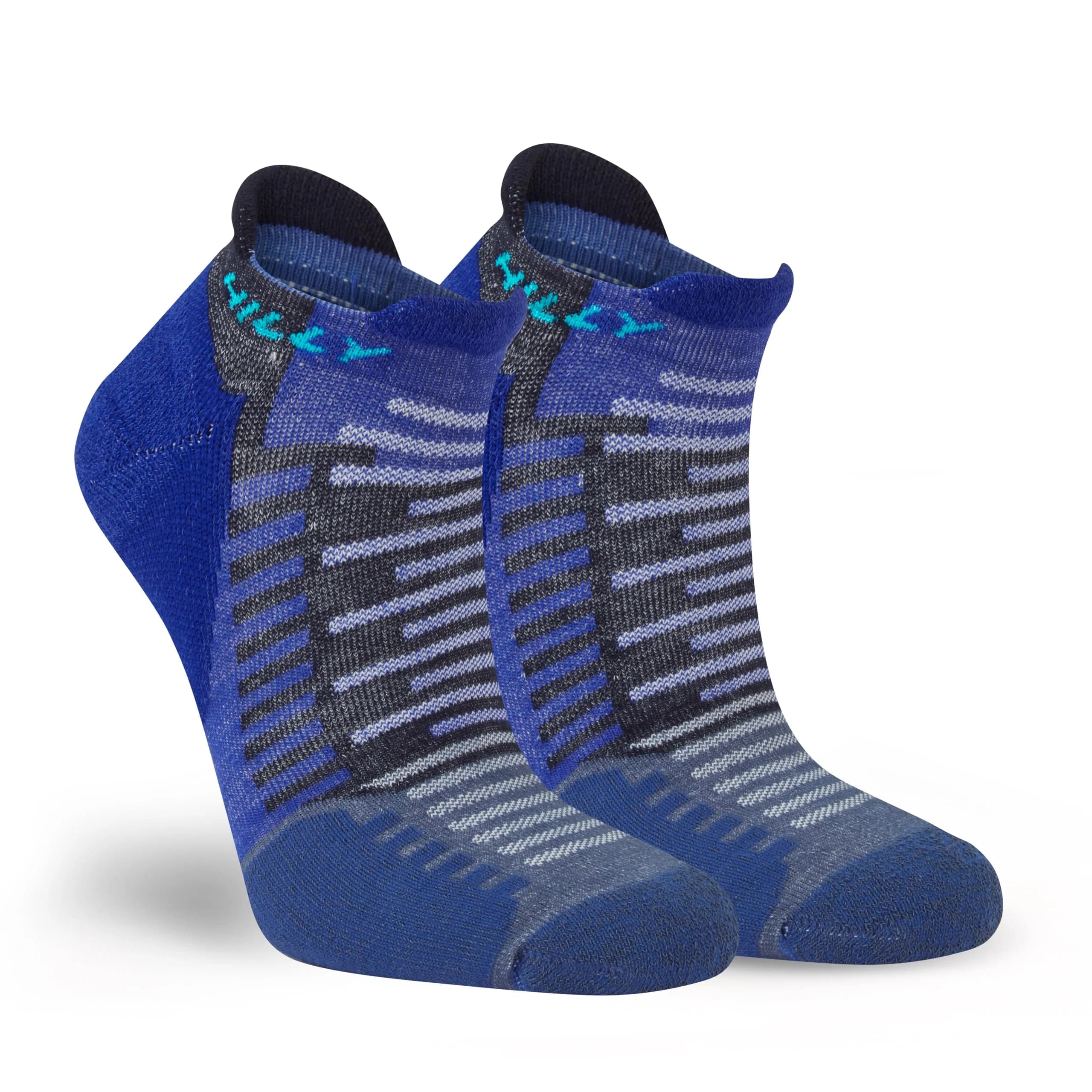 Hilly Unisex Active Socklet - Min Running Socks, Cobalt/Black, X-Large | Eco-Friendly Moisture Wicking Athletic Socks — Cobalt/Black