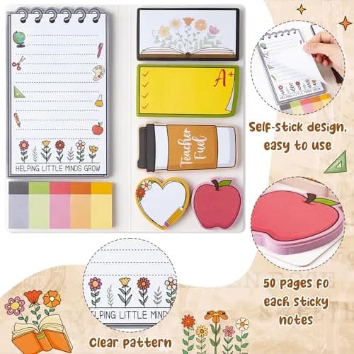 Xqumoi Retro Wildflowers Teacher Sticky Notes Set | 550 Sheets thumbnail 5