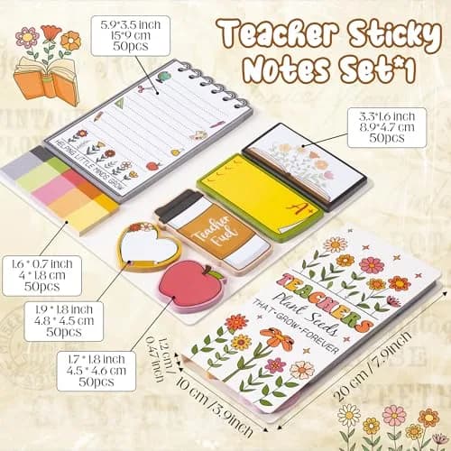 Xqumoi Retro Wildflowers Teacher Sticky Notes Set | 550 Sheets thumbnail 2