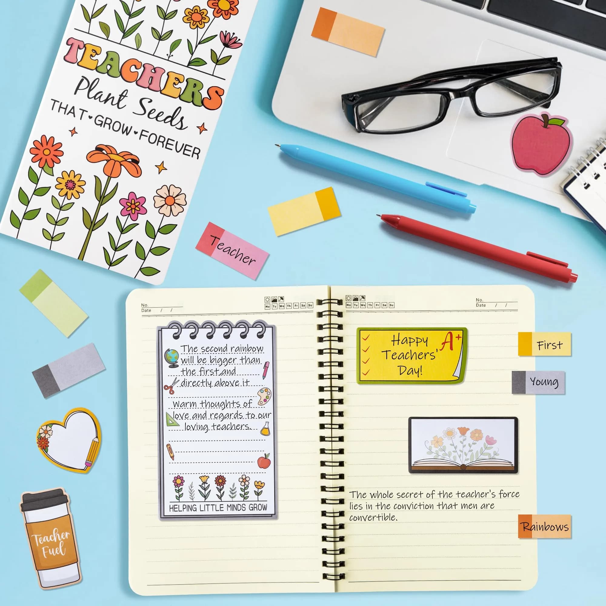 Xqumoi Retro Wildflowers Teacher Sticky Notes Set | 550 Sheets - view 4
