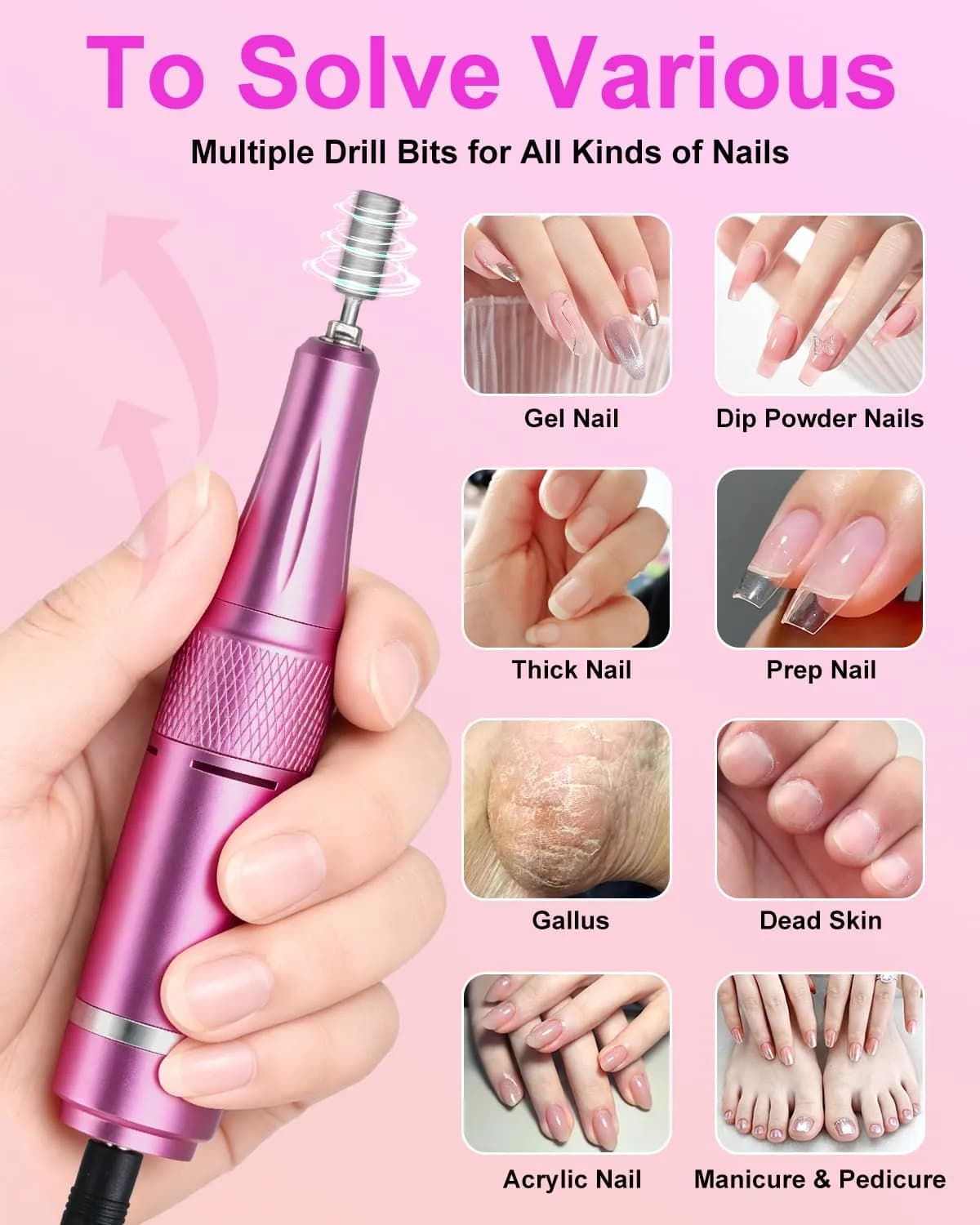 MOSKANY Professional Nail Drill Kit 35000RPM Cordless Rechargeable | 35000 RPM - view 5